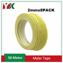 YX-cinta aislante de 2mm de ancho para Conductor de bobina de Motor de transformador, rollo de 50 metros, color amarillo, 8 paquetes 2024 - compra barato
