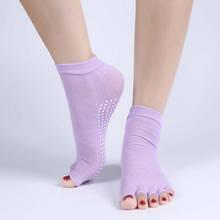 1Pair Non-Slip Peep  Yoga Socks Half Five Fingers Cotton Half Toe Yoga Socks Toe Anti-Slip Pilates Ankle Grip Durable Open 2024 - buy cheap