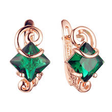 New Arrival Square Green Stone Drop Earrings  585 Rose Gold Color Jewelry Women Accessories 2024 - buy cheap