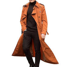 High Quality Men S Breasted Trench Coat Casual Lapel Long Sleeve Windbreaker Jacket 2024 - buy cheap