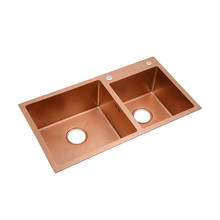 Rose Gold Kitchen Sink Double Bowl 80x45cm Above Counter Sink Small Sink Balcony Household Small Sink Single Slot Accessories 2024 - купить недорого
