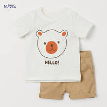 Children 2021 Summer Baby Boys Clothes Toddler Cotton Set Letter Bear Print T Shirt + Solid Color Shorts for Kids 2-7 Years 2024 - buy cheap