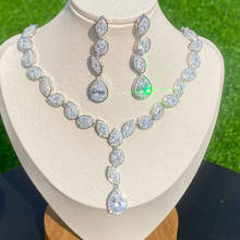Asnora conjunto de jóias de luxo dubai nigéria cz cristal noiva gota de água zircônia conjunto de 2 peças x1065 2024 - compre barato