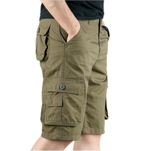 Pantalones cortos con múltiples bolsillos para hombre, Shorts holgados con cremallera, color caqui, gris, talla grande, informales, de algodón, color negro 2024 - compra barato