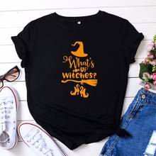 Summer Cotton Women T Shirt 5XL Versatile Halloween Witch Print Short Sleeve Woman Tees Top Casual O-Neck Graphic TShirts 2024 - buy cheap
