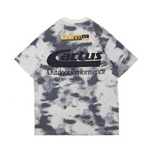 Catcus Jack Tie Dye Letter Cotton Casual Couple T Shirt Oversize Short Sleeve High Street Retro Summer Men's Tshirts 2024 - buy cheap