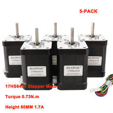 5-Pack 4-lead Nema17 Stepper Motor for 3D printer 42 motor Nema 17 motor 42BYGH 60mm 1.7A (17HS6401) motor for CNC XYZ 2024 - buy cheap