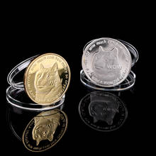 Ouro prata chapeado dogecoin moedas comemorativas bonito cão padrão lembrança coleção presentes 2024 - compre barato