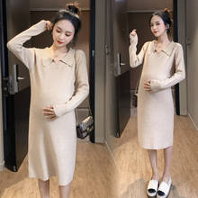 Autumn Winter Knitted Maternity Dress  Elegant Clothes for Pregnant Women Slim Pregnancy Clothing Drop Shipping 2024 - buy cheap