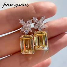 PANSYSEN Classic 100% 925 Sterling Silver Created Moissanite Citrine Gemstone Ear drop Earrings Wedding Fine Jewelry Wholesale 2024 - buy cheap