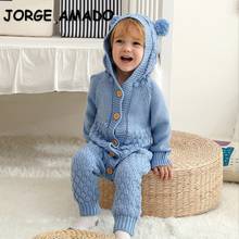 2021 Spring New Baby Romper Knitting Waffle Long Sleeve Open Stitch Cotton Hooded Jumpsuits Girls Boys Baby Clothes E563 2024 - buy cheap