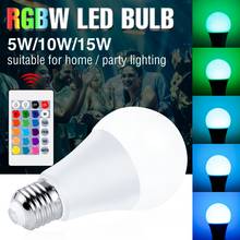 Светодиодная RGB лампа E27, волшесветильник Светодиодная лампа 5 Вт, 10 Вт, 15 Вт, светодиодная лампа с изменением цвета RGBW, 220 В, ампула с регулируемой яркостью, умная лампа 2024 - купить недорого