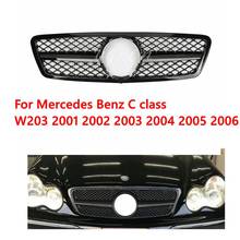 Gloss Black Front Mesh Grille AMG Style for Mercedes-Benz C Class W203 2000-06 2024 - buy cheap