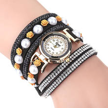 Женский винтажный блестящий кожаный браслет с кристаллами, аналоговые кварцевые наручные часы с циферблатом, 2020 2024 - купить недорого