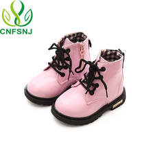 CNFSNJ Hot sale Children Shoes PU Leather Waterproof Martin Boots Kids Snow Boots Brand Boys Rubber Fashion Girls Sneakers 2024 - compre barato