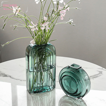 Зеленая черная стеклянная ваза в скандинавском стиле, круглые современные декоративные вазы для цветов, гостиной, стеклянные настольные вазы 2024 - купить недорого