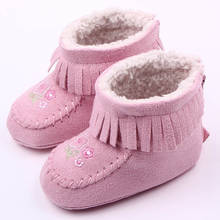 Cute Embroidery Baby Boots Winter Warm Snow Tassel Newborn Baby Girl Boys Shoes Infant Toddler Anti-Slip Boots With Zipper 2024 - buy cheap