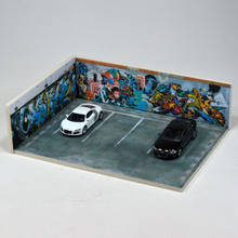 1:64 modelo de carro de garagem, cenário fundo de foto, grafite, material pvc, modelo de coleção, estacionamento 2024 - compre barato