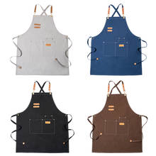 Kitchen Apron Fashion Canvas Cowboy Apron for Restaurant Waiter Barber Floral Artist Overalls Barista Coffee Shop Dropshipping 2024 - buy cheap