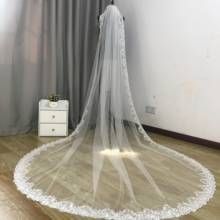 Véu de noiva de alta qualidade com 3 metros, uma camada, branca/marfim, catedral, acessórios de casamento, com pente de metal 2024 - compre barato