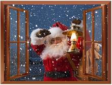 Творческий 3D полноцветный Рождественский Санта с подарком, ложный вид, искусственная рамка для окна, рама для окон, виниловые настенные Стикеры для спальни 2024 - купить недорого