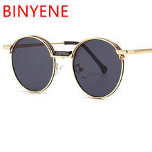 Chic Round Sunglasses Luxury Brand Designer Gradient Shades Blue Green Sun Glasses For Men Metal Circle Eyewear Oculos 2024 - buy cheap