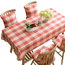 Pink Lattice Checkered Pure Color Cotton Linen Tablecloth For Table Cover Table Dining Desk Cloth Party Birthday Decoration 2024 - buy cheap