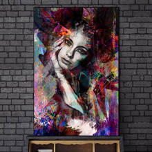 Pinturas en lienzo de chica artística con Graffiti moderno en la pared, lienzo de mujer abstracta de dibujos animados, decoración para el hogar, Cuadros 2024 - compra barato