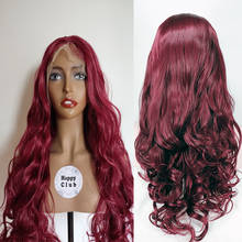 Natural Smooth Wave 99j Color Soft Lace Front Synthetic Wig Preplucked With Baby Hair Daily Wear Wigs For Black Women Drag Queen 2024 - buy cheap