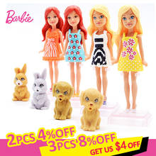 Mini muñeca Barbie de 10cm con mascota, juguetes para bebé con accesorios de ropa, muñecas para niñas, muebles, juguetes para niños 2024 - compra barato