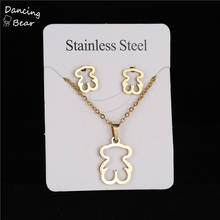Gold Silver Color Bear Clover Heart Fish Snowflake Shape Stainless Steel Pendant Necklace Sets For Women Earrings Jewelry Sets 2024 - buy cheap