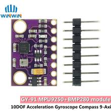 Semáforo mpu9250 bmp280 spi iic/i2c 10dof, aceleração, giroscópio, bússola 9 eixos, módulo de sensor para arduino 3-5v 2024 - compre barato