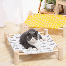 Durable Cat Bed House Accessories Removable Elevated Hammocks Cushion Wood Canvas Lounge for Small Dogs Furniture Pet Products 2024 - buy cheap