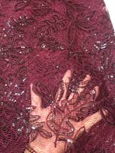 Wholesale african mesh lace fabric red 5 yards french tulle lace high quality sequins embroidery tulle lace for blouse X18932 2024 - buy cheap