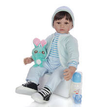 Boneca realista bebê reborn, tamanho de 60 cm, silicone macio, presente para crianças 2024 - compre barato