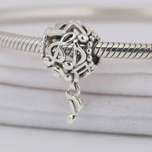 Authentic S925 Silver  Dangle Bead fit Lady Bracelet Bangle Music Treble Cle Charm 2024 - buy cheap