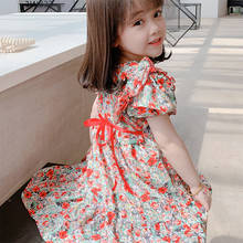 Vestido de festa infantil feminino, vestido princesa fashion floral elegante 2021 para meninas 2 3 4 5 6 7 anos 2024 - compre barato
