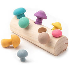 Деревянные радужные блоки, игра Монтессори для сбора грибов, Обучающие деревянные детские игрушки, развивающая форма, подходящая сборка, захват 2024 - купить недорого