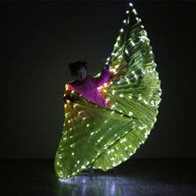 Ala dorada con lámpara LED, alas de fibra para danza del vientre de Egipto, alas led de Isis, accesorios de danza del vientre de India, alas sin bolsa de palo 2024 - compra barato