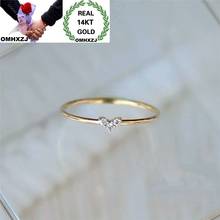 OMHXZJ Wholesale European Fashion Hot Woman Girl Party Birthday Wedding Gift Simple Slim Heart AAA Zircon 14KT Gold Ring RR1003 2024 - buy cheap