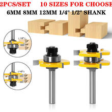 2pcs 6mm 8mm 1/4" 1/2" Shank T-Slot Milling Cutters Tongue & Groove Joint Assembly Router Bit Set 3/4" Stock Wood Cutting Tools 2024 - buy cheap