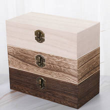 Caixa de armazenamento caseiro, madeira natural com tampa, fechaduras douradas, organizador de cartão, artesanal, caixa de jóias, artesanato, caixa de madeira 2024 - compre barato