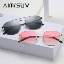AIMISUV-gafas de sol cuadradas con montura de Metal para hombre y mujer, a la moda con gradiente lentes de sol, de diseñador de marca, UV400 2024 - compra barato