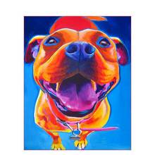 Dog Colorful Oil Painting By Numbers 40x60 DIY Kits Acrylic Paint Handmade For Adults Canvas Framed Color By Number Decoration 2024 - buy cheap