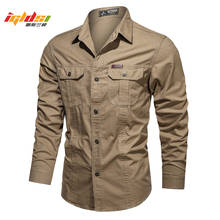 Men's Cotton Military Shirt Casual Brand Cargo Shirts Male Long Sleeves Shirts Camiseta Masculina Plus Size 4XL 5XL 2024 - buy cheap