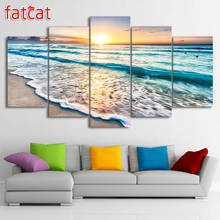 FATCAT 5 piece beach pictures seascape sunset beach Diy Diamond Painting Full Square Round Drill Diamond Embroidery Sale AE975 2024 - buy cheap