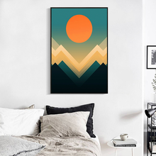 Sunrise mountain abstract decoração de casa nordic arte da parede pintura em tela quarto sala estar impressão cartaz imagem minimalista 2024 - compre barato