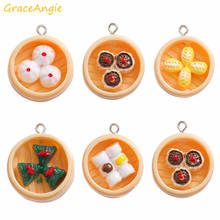 5pcs Cute Imitatio Food Charms Resin Chinese Breakfast necklace Pendant keychain Craft bracelet Jewelry Accessories Earrings DIY 2024 - buy cheap