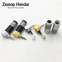 100 pçs ouro/prata chapeado ângulo 2.5mm plug 4 pólo de áudio estéreo macho jack para diy reparação alta fidelidade fone ouvido fibra carbono conector