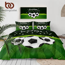 BeddingOutlet Football Bedding Set Sports Goal Duvet Cover Soccer Balls Comforter Cover Green Grassland Home Textile 3-Piece 2024 - buy cheap